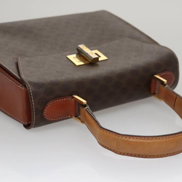 CELINE Macadam Canvas Hand Bag Pvc Leather Brown - Picture 7 of 13